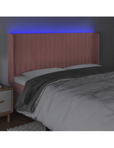 Testiera a LED rosa 203x16x118/128 cm in Velluto