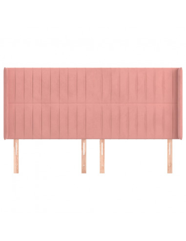 Testiera ad Orecchio Rosa 163x16x118/128 cm in Velluto