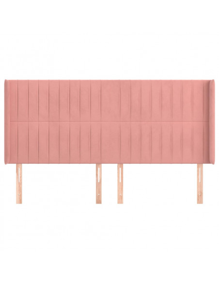 Testiera ad Orecchio Rosa 163x16x118/128 cm in Velluto