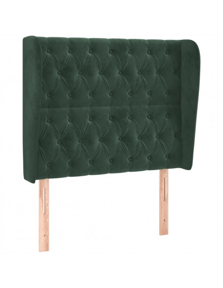 Testiera ad Orecchio Verde Scuro 103x23x118/128cm in Velluto