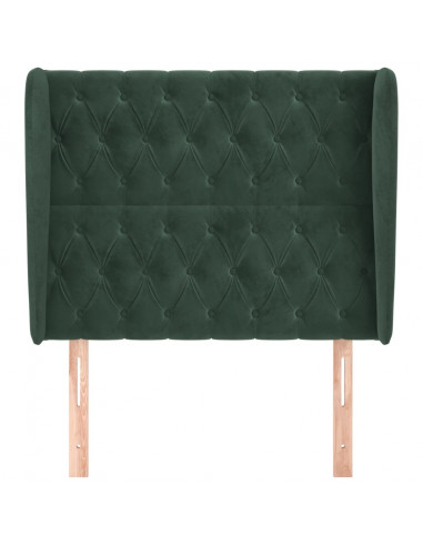 Testiera ad Orecchio Verde Scuro 103x23x118/128cm in Velluto