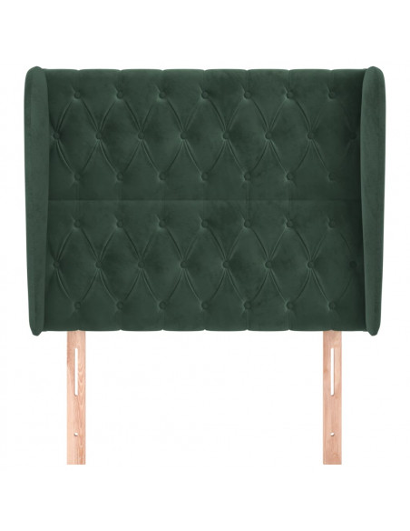 Testiera ad Orecchio Verde Scuro 103x23x118/128cm in Velluto