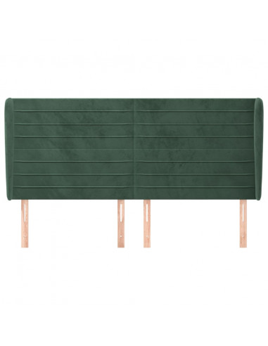 Testiera ad Orecchio Verde Scuro 163x23x118/128cm in Velluto