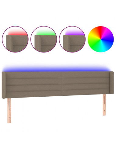 Testiera a LED Tortora 163x16x78/88 cm in Tessuto