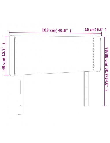 Testiera a LED Crema 103x16x78/88 cm in Tessuto