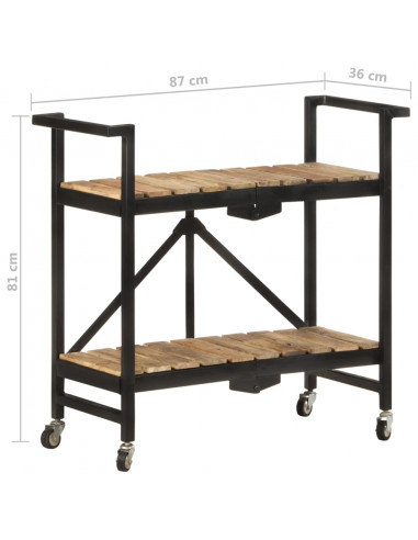 Carrello da Cucina 87x36x81 cm in Legno Massello di Mango