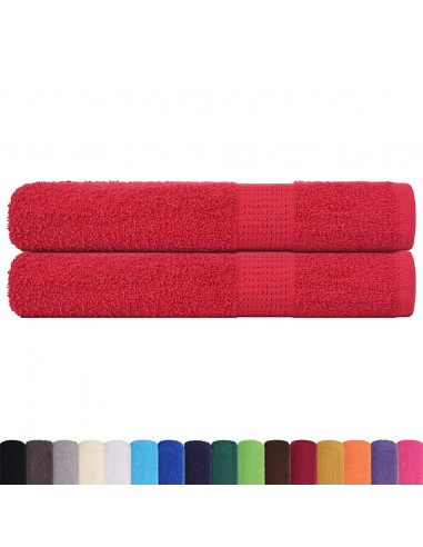 Asciugamani per Sauna 2 pz Rossi 80x200 cm 360 g/m² 100% Cotone