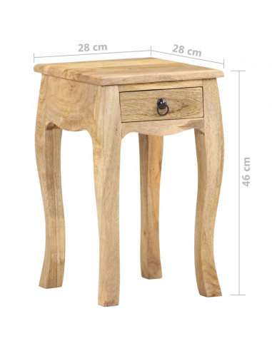 Comodino 28x28x46 cm in Legno Massello di Mango