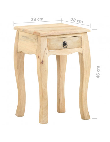 Comodino 28x28x46 cm in Legno Massello di Mango
