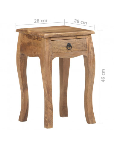Comodino 28x28x46 cm in Legno Massello di Mango