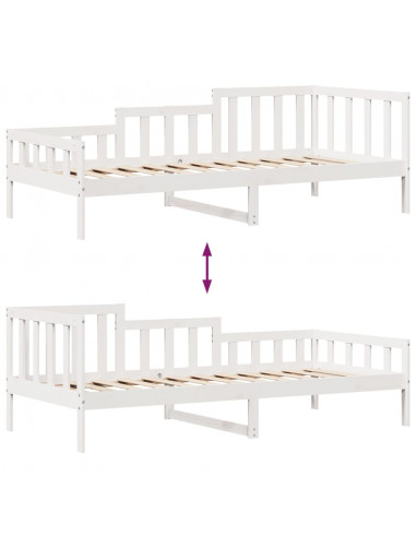 Dormeuse con Cassetti Bianco 90x190 cm Legno Massello di Pino