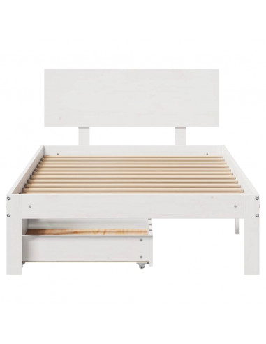 Giroletto con Cassetti Bianco 75x190 cm Legno Massello di Pino