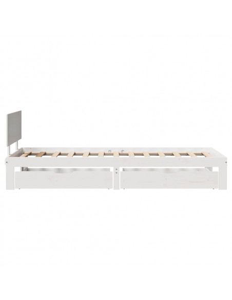 Giroletto con Cassetti Bianco 75x190 cm Legno Massello di Pino