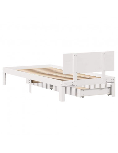 Giroletto con Cassetti Bianco 75x190 cm Legno Massello di Pino