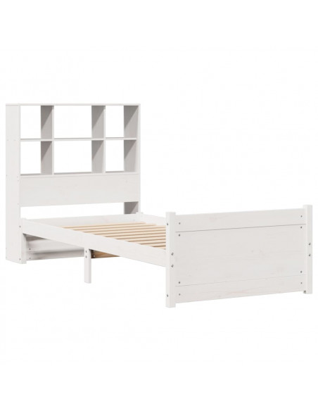 Letto Libreria senza Materasso Bianca 90x200 cm Legno di Pino