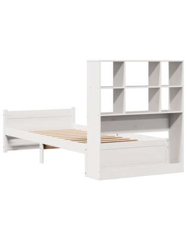 Letto Libreria senza Materasso Bianca 90x200 cm Legno di Pino