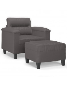 Poltrona con Poggiapiedi Grigio 60 cm in Similpelle