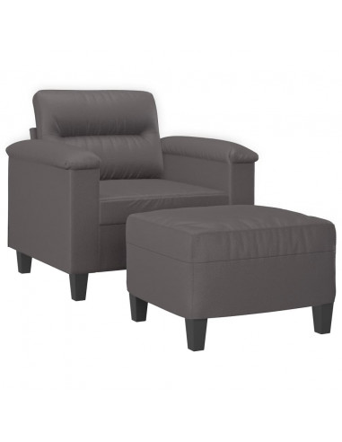 Poltrona con Poggiapiedi Grigio 60 cm in Similpelle