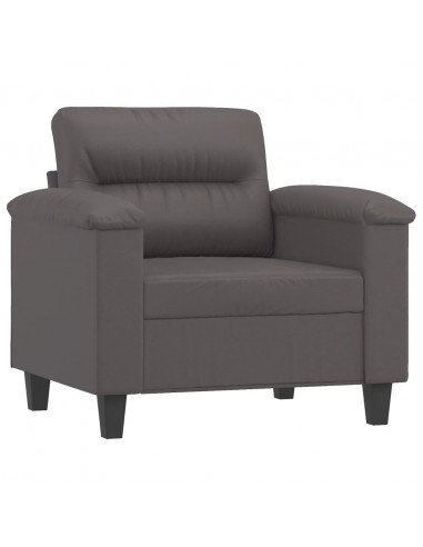 Poltrona con Poggiapiedi Grigio 60 cm in Similpelle