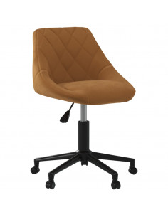 Sedia Girevole da Ufficio Marrone in Velluto
