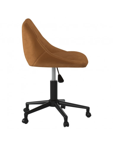 Sedia Girevole da Ufficio Marrone in Velluto