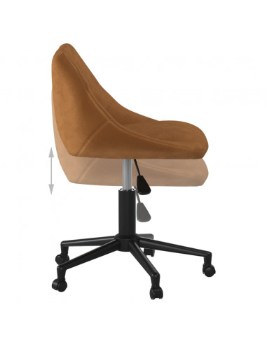 Sedia Girevole da Ufficio Marrone in Velluto