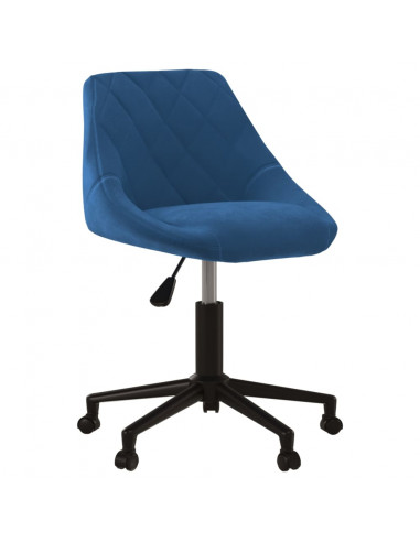 Sedia Girevole da Ufficio Blu in Velluto