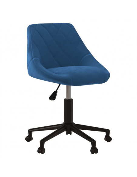 Sedia Girevole da Ufficio Blu in Velluto