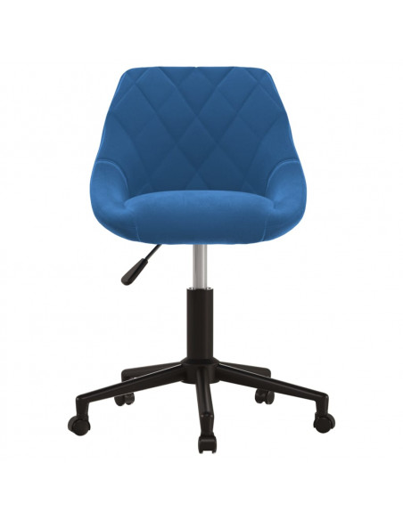Sedia Girevole da Ufficio Blu in Velluto