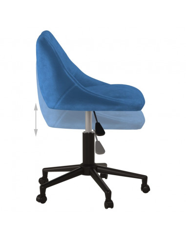 Sedia Girevole da Ufficio Blu in Velluto