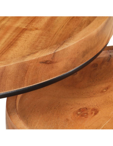 Set Tavolini da Salotto 2 pz Legno Massello di Acacia e Acciaio