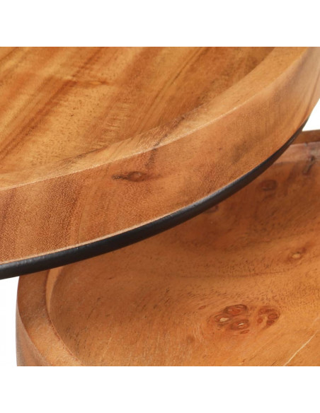 Set Tavolini da Salotto 2 pz Legno Massello di Acacia e Acciaio