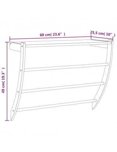 Portasciugamani 60x25,5x49 cm in Legno Massello di Noce