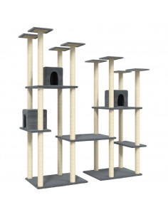 Albero per Gatti con Tiragraffi in Sisal Grigio Scuro 174 cm