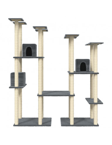 Albero per Gatti con Tiragraffi in Sisal Grigio Scuro 174 cm