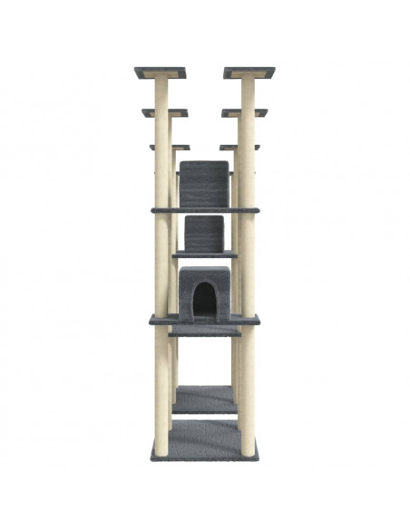Albero per Gatti con Tiragraffi in Sisal Grigio Scuro 174 cm