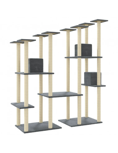 Albero per Gatti con Tiragraffi in Sisal Grigio Scuro 174 cm