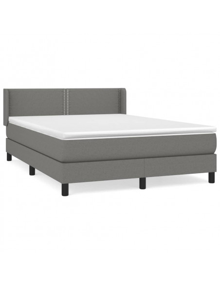 Giroletto a Molle con Materasso Grigio Scuro 140x190 cm Tessuto