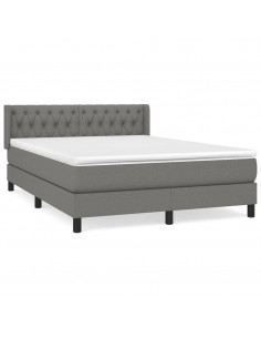 Giroletto a Molle con Materasso Grigio Scuro 140x190 cm Tessuto