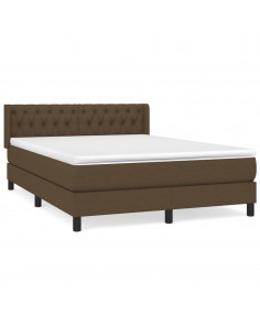 Giroletto a Molle con Materasso Marrone Scuro 140x190cm Tessuto