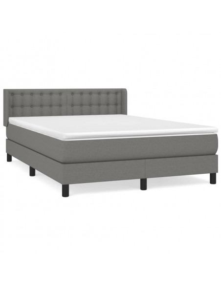 Giroletto a Molle con Materasso Grigio Scuro 140x190 cm Tessuto