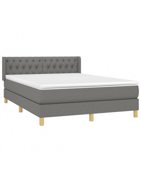Giroletto a Molle con Materasso Grigio Scuro 140x190 cm Tessuto