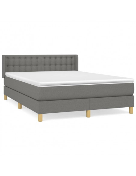 Giroletto a Molle con Materasso Grigio Scuro 140x190 cm Tessuto