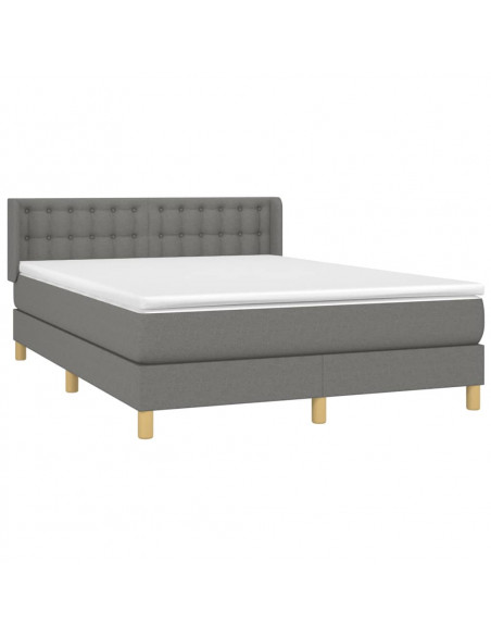 Giroletto a Molle con Materasso Grigio Scuro 140x190 cm Tessuto
