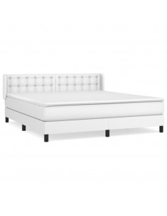 Giroletto a Molle con Materasso Bianco 160x200 cm in Similpelle