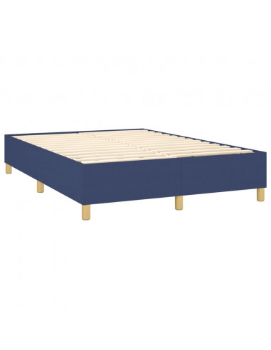 Letto a Molle con Materasso e LED Blu 140x190 cm in Tessuto