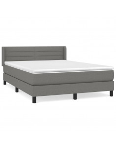 Giroletto a Molle con Materasso Grigio Scuro 140x190 cm Tessuto