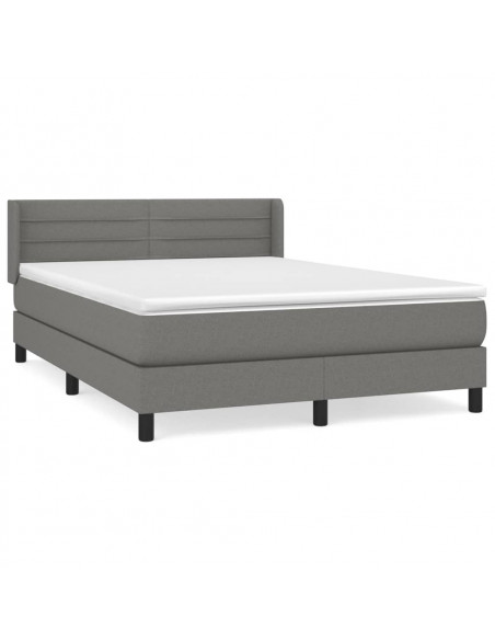 Giroletto a Molle con Materasso Grigio Scuro 140x190 cm Tessuto