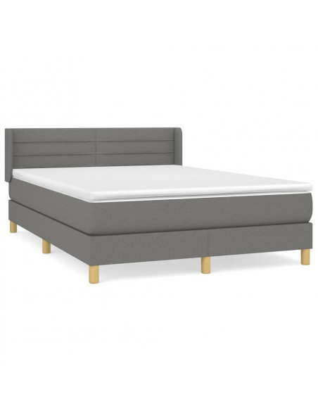 Giroletto a Molle con Materasso Grigio Scuro 140x190 cm Tessuto