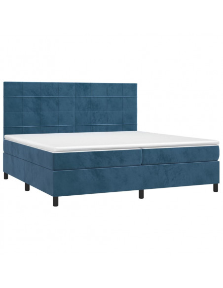 Giroletto a Molle con Materasso Blu Scuro 200x200 cm in Velluto